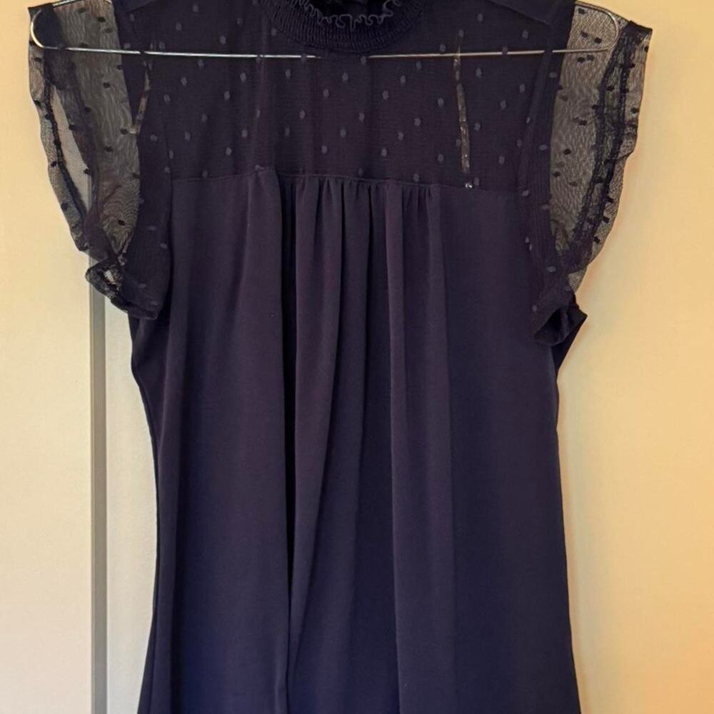 Adrienne Vittadini Blue blouse with ruffle sleeves
